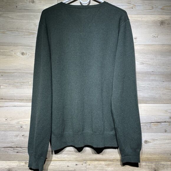 ID Menswear Merino Wool Cashmere V-Neck Sweater Gray/Green Lightweight Sz. Small - Picture 2 of 8